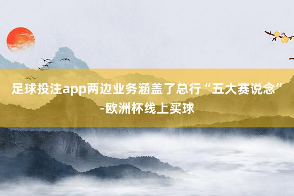 足球投注app两边业务涵盖了总行“五大赛说念”-欧洲杯线上买球