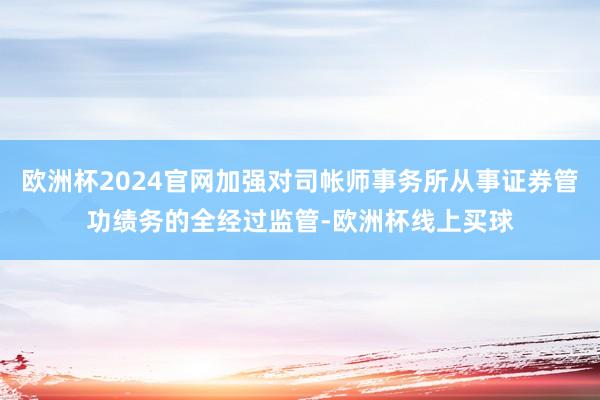 欧洲杯2024官网加强对司帐师事务所从事证券管功绩务的全经过监管-欧洲杯线上买球